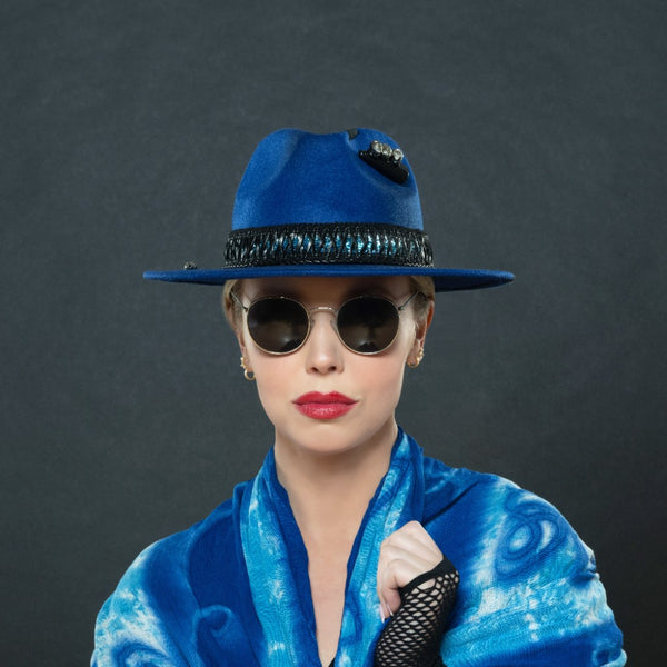 blue winter fedora drees hat