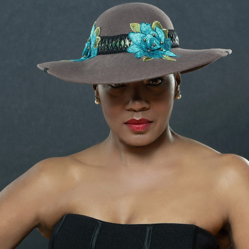 brown felt winter dress hat-church hats