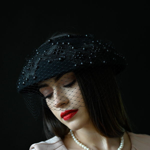 F43886-Open top funeral dress hat