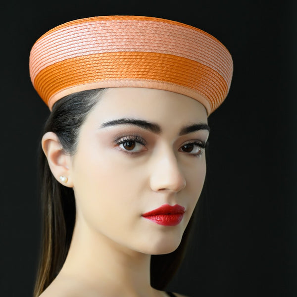 ORANGE PILLBOX DRESS, LADIES DRESS HAT