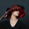 wide brim red lace Kentucky derby dress hat