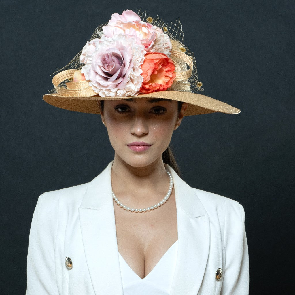 Kentucky derby dress hat, Panama straw