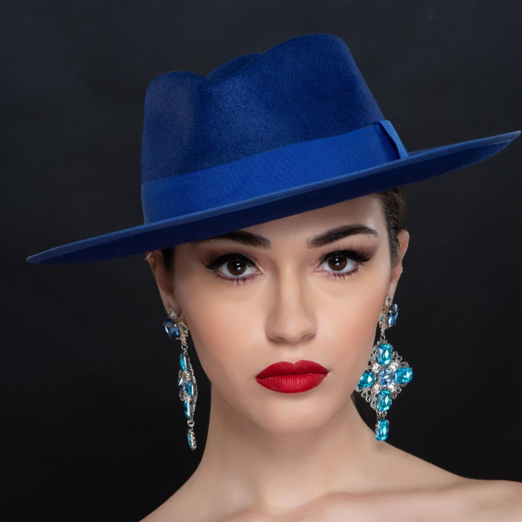 blue fall winter wool hat ladies