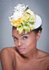 SE6020-Wedding fascinator straw with assorted flowers - SHENOR COLLECTIONS