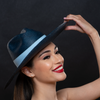Panama dress ladies fedora HATS, NAVY STRAW HAT