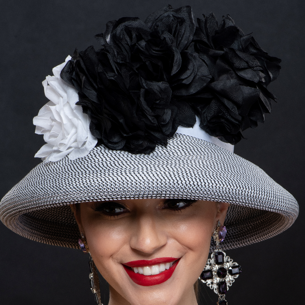 Black and shop white dress hat