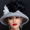 BW76061-Ladies black and white dress hat