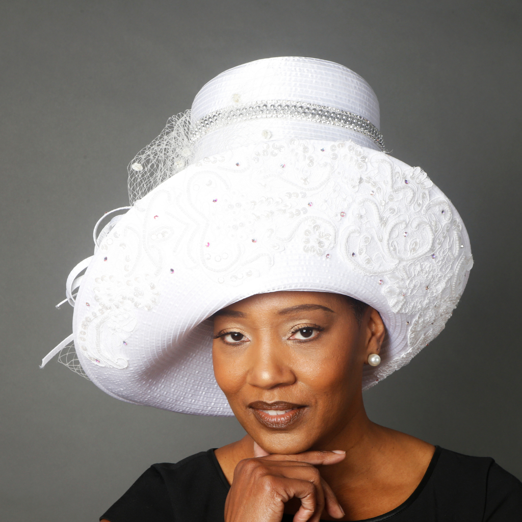 WHITE DRESS LADIES HAT