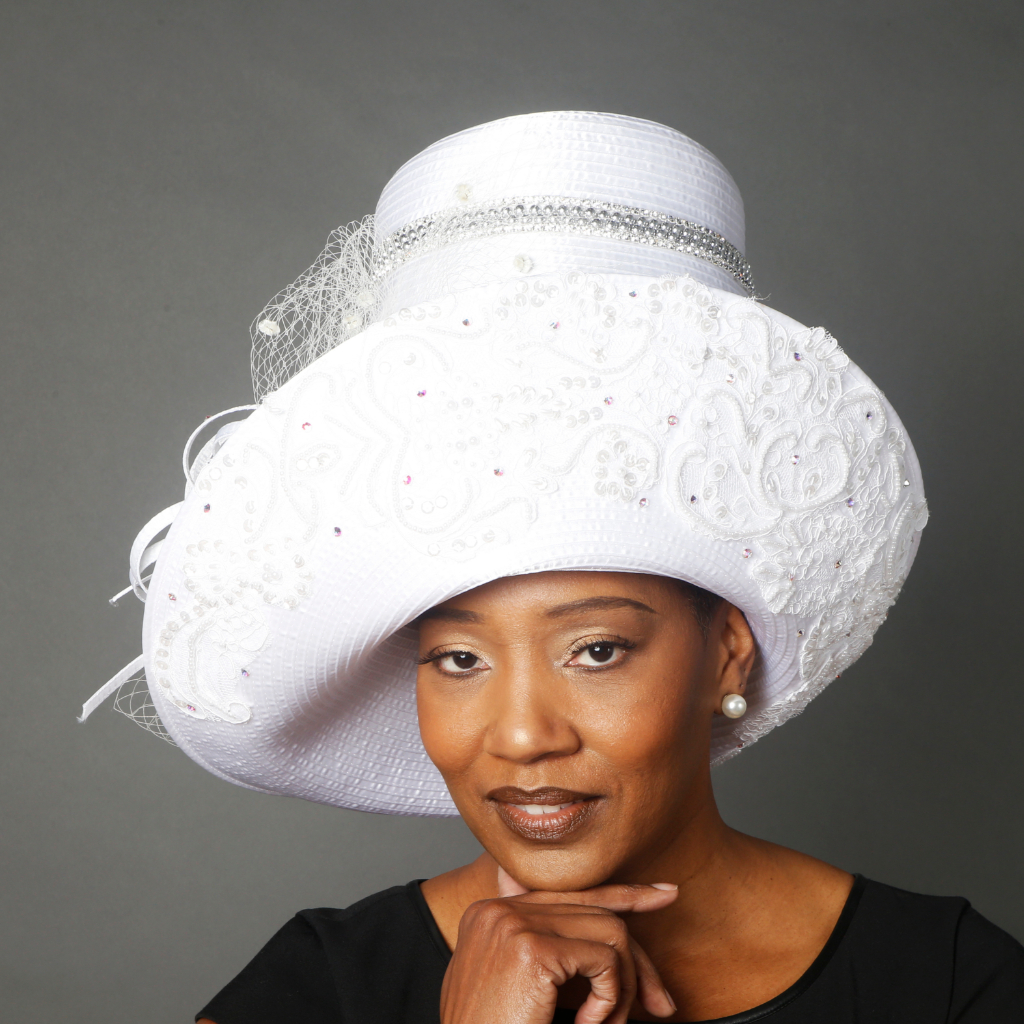 OE0030-Lace covered satin dress hat