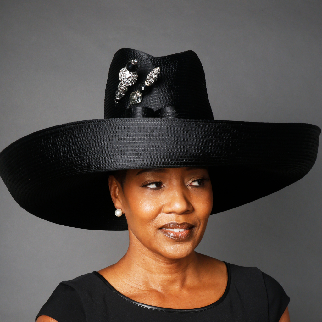 OE0029-Classy Ladies Wide Brim Satin Ribbon DressHhat