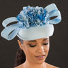 NA1070-Ladies wedding fascinator hat in blue - SHENOR COLLECTIONS