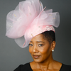 baby pink satin ribbon fascinator