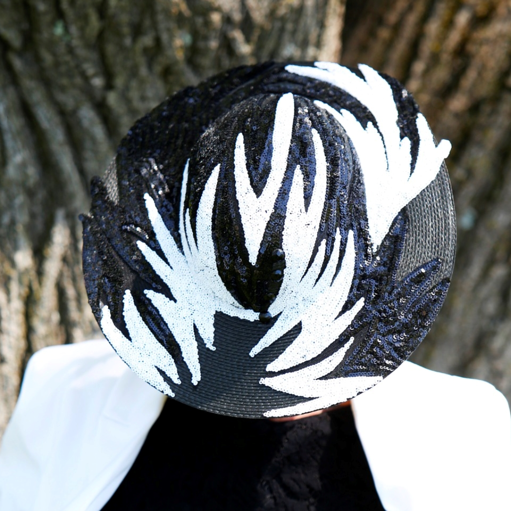 black and white ladies dress church hats.