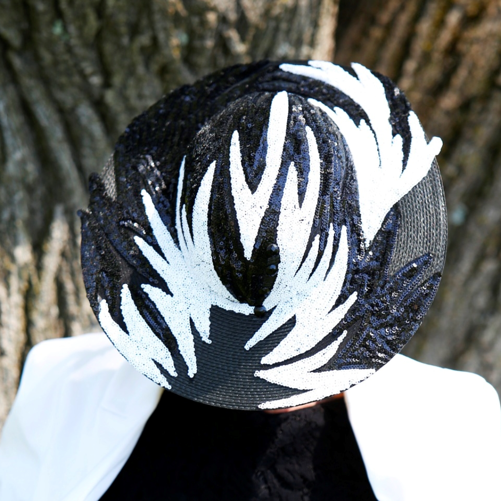 black and white ladies dress church hats. 