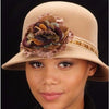 FW1105-Camel Color felt with velvet flower - SHENOR COLLECTIONS