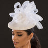 BW9035-White straw wedding facinator hats - SHENOR COLLECTIONS