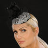 F6040- Silver and black fascinator for women - SHENOR COLLECTIONS