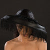 NA1060-Ladies black straw funeral hat - SHENOR COLLECTIONS