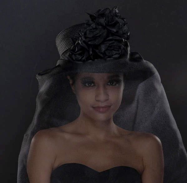 Ladies Black Funeral Dress Hat with Veil/Shenor Collections Ladies Black Funeral Dress Hat with Veil/Shenor Collections