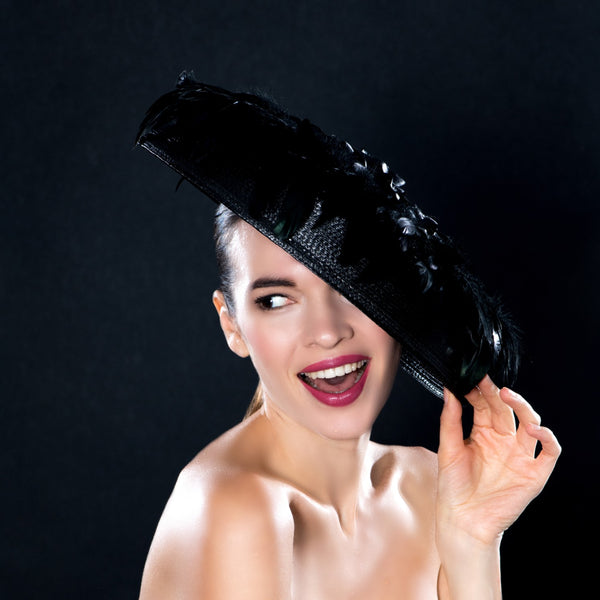 BW6402- Ladies Feathered Black dress hat. BW6402- Ladies Feathered Black dress hat.