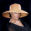 n this gold wide brim dress hat. Perfect for church, wedding any formal