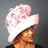 baby pink satin ribbon dress hat, church hat