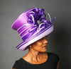 classy purple satin ribbon dress hat