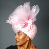 baby pink satin ribbon, dress pillbox hat