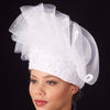BW-9038- Pill box dress hat with lace and horse hair. - SHENOR COLLECTIONS