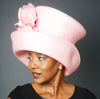 wide brim baby pink satin ribbon dress hat