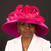 NA1071-Pink satin dress hats for women - SHENOR COLLECTIONS