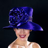 purple with wide brim with satin trim