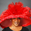 designer dress hat, pastor's wife church hat, red wide brim dress hat