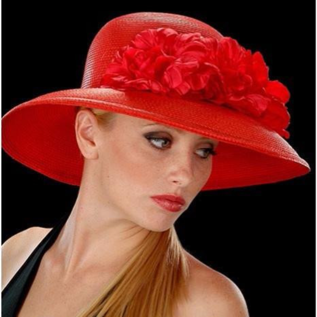 red dress church hats, wedding wide brim