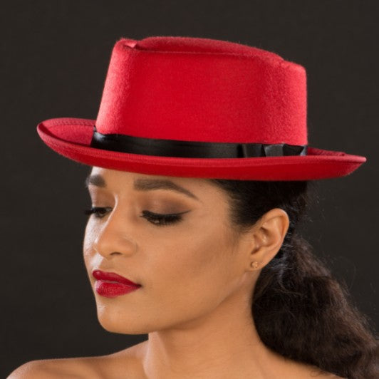 Ladies Red Felt Hat| Shenor Collections