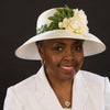 SE9970-Satin ribbon cream dress hats for women - SHENOR COLLECTIONS