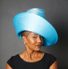 turquoise blue satin ribbon dress hat, church hat