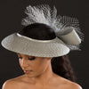 SG5023-Ladies Silver fascinator with netting and flower - SHENOR COLLECTIONS