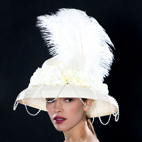 NSS6401-Elegant Ostrich Feather Ladies Dress Hat