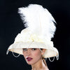 pearl wedding dress hat with feathers