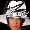 BW0768-White/black ladies straw hat - SHENOR COLLECTIONS