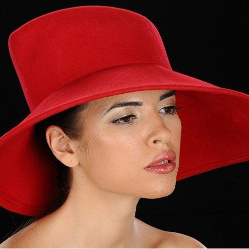 Ladies Red Felt Church Hat| Shenor Collections