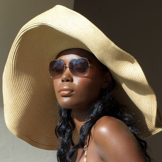 RESORT HATS, Wide brim tan color straw sunhats - SHENOR COLLECTIONS
