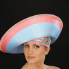 OE8013- Wide brim satin dress hat for women - SHENOR COLLECTIONS