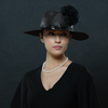panama black funeral dress hat for ladies