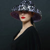 NA3437-Lace Covered Lavender Dress Hat With Rhinestones