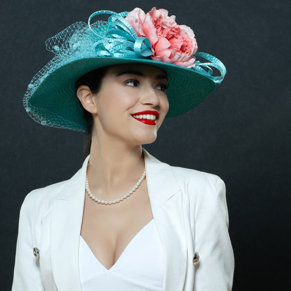 NAL4506-Panama Straw Dress Hat With Flower