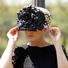bucket style ladies dress hat with large satin flower