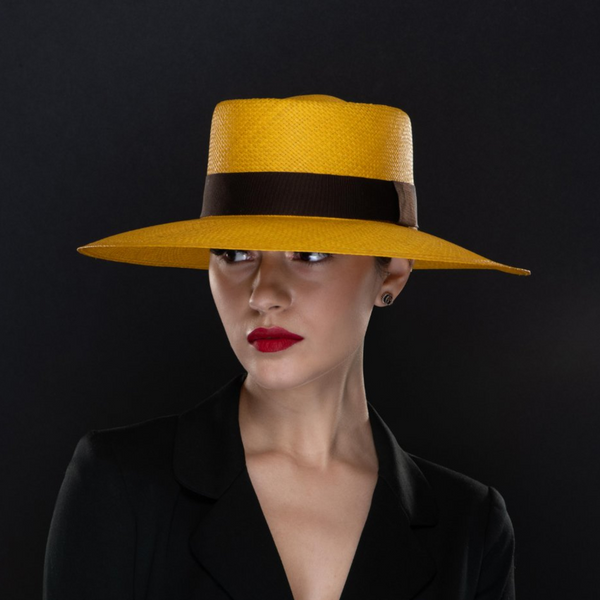 NA14002-Yellow dumont panama straw hat