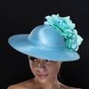 NA0048-Baby blue dress hat with assorted flowers